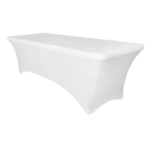 6ft Rectangular White Spandex Table Cover