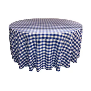 Check Blue Round Tablecloth