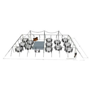104 Guest - 30x60 Pole Tent - Round Tables, Dance Floor, Bar